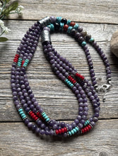 Load image into Gallery viewer, Sterling Silver Multi Strand Stone Purple Pearls Bead Necklace. 30 inch