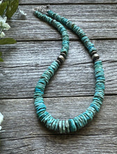 Load image into Gallery viewer, Southwestern Sterling Silver Blue Turquoise Bead Necklace. 18 inch