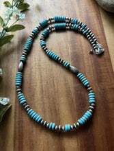 Load image into Gallery viewer, Sterling Silver Blue Turquoise W Multi Bead Pearls Necklace. 24 inch. Gift