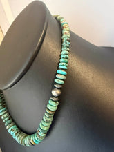 Load image into Gallery viewer, Sterling silver graduated turquoise necklace 18 inch