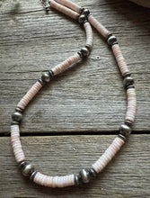 Load image into Gallery viewer, Southwestern Sterling Silver Pink Conch Bead Necklace. 18 Inch