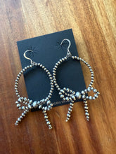 Load image into Gallery viewer, Sterling silver bow hoop earrings