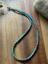 Load image into Gallery viewer, Southwestern Sterling Silver 4mm Blue Turquoise Pearls Bead Necklace 18 inch