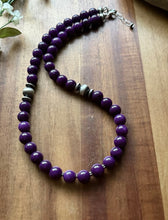Load image into Gallery viewer, Sterling Silver Dyed Purple Sugilite Bead Necklace. 18 inch. Gift