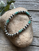 Load image into Gallery viewer, Turquoise 6mm 7 Inch Stretch Sterling Silver Pearls Bead Bracelet