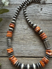 Load image into Gallery viewer, Sterling Silver Orange Spiny Oyster W Pearls Kokopelli Bead Necklace 18 Inch