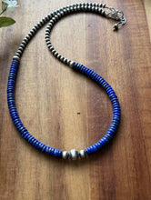 Load image into Gallery viewer, Sterling Silver Blue Lapis W Multi Bead Pearls Necklace. 18 Inch. Gift