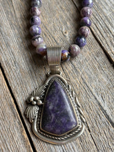 Load image into Gallery viewer, Handmade Navajo Sterling Silver and Charoite Pendent with necklace