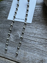 Load image into Gallery viewer, Long Sterling Silver 5mm Pearls Rosary Bead Drop Earrings. 5.5 Inch