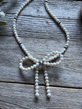 Load image into Gallery viewer, Bow Sterling Silver Freshwater Pearls Bead Necklace. 18 inch