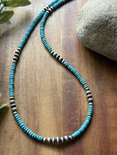 Load image into Gallery viewer, Southwestern Sterling Silver 4mm Blue Turquoise Pearls Bead Necklace 18 inch