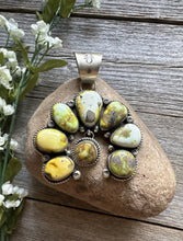 Load image into Gallery viewer, Navajo Sterling Silver Green Palomino Turquoise Naja Pendant Handmade KY