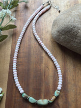 Load image into Gallery viewer, Sterling Silver Pink Conch Green Turquoise Nuggets Bead Necklace 18 inch Gift