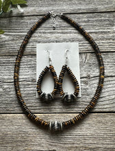 Load image into Gallery viewer, Sterling Silver Tigers Eye Bead Necklace W Earrings Set. Gift 18 Inch