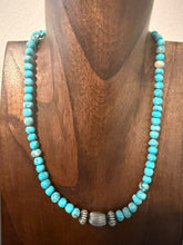 Load image into Gallery viewer, Sterling silver blue turquoise nugget 18 inch