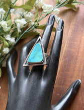 Load image into Gallery viewer, Native American Sterling Silver Turquoise Adjustable Ring. K Yazzie