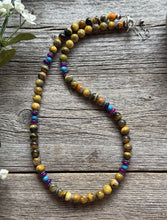 Load image into Gallery viewer, Bumblebee Jasper Multi Stone Color Sterling Silver Bead Necklace. 18 inch Gift