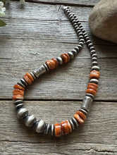 Load image into Gallery viewer, Sterling Silver Orange Spiny Oyster W Pearls Kokopelli Bead Necklace 18 Inch