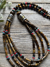 Load image into Gallery viewer, Tommy Rosita Singer T R Sterling Silver Multi Strand Tigers Eye Bead Necklace 28