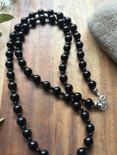 Load image into Gallery viewer, Sterling Silver Plain Round Black Onyx Bead Necklace. 30 Inch