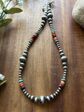 Load image into Gallery viewer, Sterling Silver Multi Stone Pearls 4mm-10mm Choker Bead Necklace 16 inch