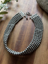 Load image into Gallery viewer, Multi Strand Choker Sterling Silver 5mm Pearls Bead Necklace. 16 Inch. Gift