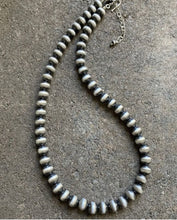 Load image into Gallery viewer, 8mm 26 Inch 925 Sterling Silver Oxidized Pearls Bead Necklace Southwestern