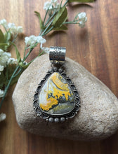 Load image into Gallery viewer, Native Navajo Sterling Silver Yellow Bumblebee Jasper Pendant Etta Enditto Gift