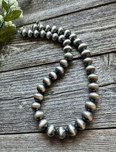 Load image into Gallery viewer, 12mm 14 Inch 925 Sterling Silver Oxidized Pearls Bead Necklace Southwestern