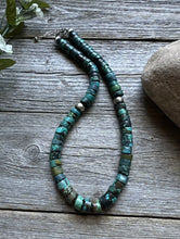 Load image into Gallery viewer, Southwestern 925 Sterling Silver Turquoise Heishi Bead Necklace. 16 inch