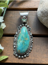 Load image into Gallery viewer, Navajo Native American Sterling Silver Turquoise Pendant. Etta E Gift