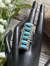 Load image into Gallery viewer, Native American Sterling Silver Blue Turquoise Ring. Size 9.5 Travis J