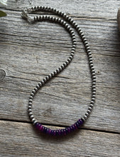 Load image into Gallery viewer, Dyed Sugilite 4mm Sterling Silver Pearls Choker Bead Necklace. 16 Inch. Gift