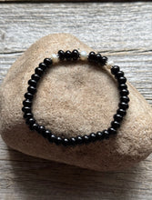 Load image into Gallery viewer, Black Onyx Freshwater Pearl 6.5 Inch Stretch Elastic Stretchy Bead Bracelet Gift