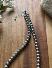 Load image into Gallery viewer, Sterling Silver 8mm Stamped Pearls Bead Necklace. 16 Inch