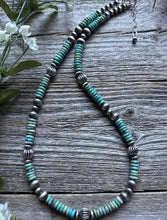 Load image into Gallery viewer, Southwestern Sterling Silver Blue Turquoise W Pearls Bead Necklace 18 inch Gift