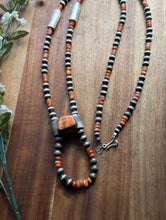 Load image into Gallery viewer, Native American Sterling Silver Spiny Oyster Pearls Jackla Bead Necklace