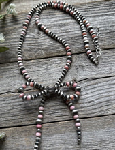 Load image into Gallery viewer, Bow Sterling Silver Multi Graduated Pink Conch Pearls Bead Necklace 24 inch Gift
