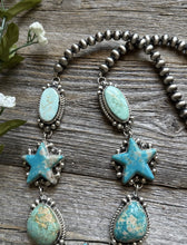 Load image into Gallery viewer, Navajo Sterling Silver Star Blue Green Turquoise Lariat Y Bead Necklace KY