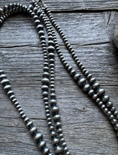Load image into Gallery viewer, 4mm - 8mm Multi Graduated Sterling Silver Oxidized Pearls Bead Necklace 60 Inch