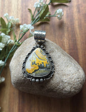 Load image into Gallery viewer, Native Navajo Sterling Silver Yellow Bumblebee Jasper Pendant Etta Enditto Gift