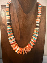 Load image into Gallery viewer, Sterling silver orange spiny oyster turquoise necklace 18 inch