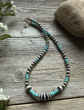 Load image into Gallery viewer, Blue Turquoise Multi Graduated Sterling Silver Pearls Bead Necklace 18 Inch