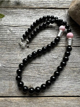 Load image into Gallery viewer, Mens Sterling Silver Black Onyx Pink Conch Kokopelli Bead Necklace 20 inch Gift