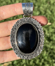 Load image into Gallery viewer, Native American Navajo Sterling Silver Black Onyx Pendant Etta Enditto Gift