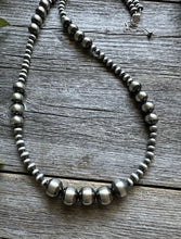 Load image into Gallery viewer, Southwestern 925 Sterling Silver Pearls Bead Necklace. 26 inch