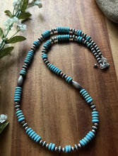 Load image into Gallery viewer, Sterling Silver Blue Turquoise W Multi Bead Pearls Necklace. 24 inch. Gift