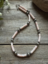 Load image into Gallery viewer, Southwestern Sterling Silver Pink Conch Bead Necklace. 18 Inch