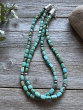 Load image into Gallery viewer, Sterling Silver Multi 2 Strand Blue Green Turquoise Bead Necklace. 20 inch