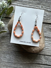 Load image into Gallery viewer, Southwestern 925 Sterling Silver Pink Coral Pearls Bead Earrings. 2 Inch